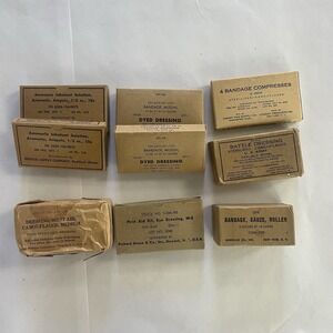 Lot World War 2 Army Military Battle First Aid Eye Dressing Gauze Roller Ammonia